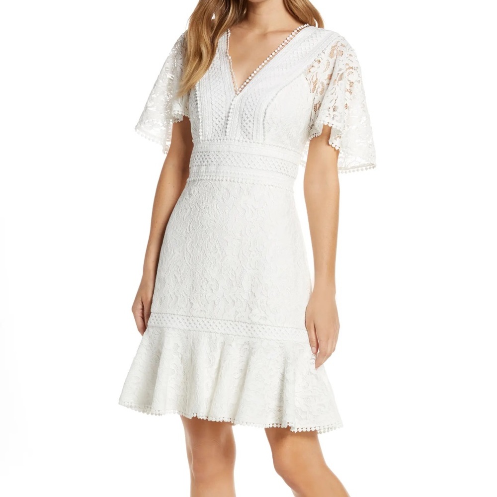 Eliza J white lace dress. Worn once for my bridal shower